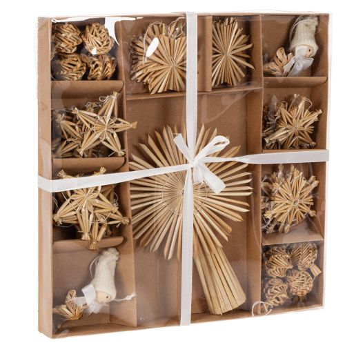 Juego de estrellas de paja para adornos de árbol de Navidad, figuras y estrellas, 35 piezas | Floristik24.es