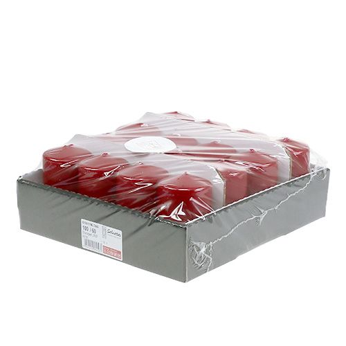 Floristik24 Vela pilar 100/60 rojo viejo 16 piezas