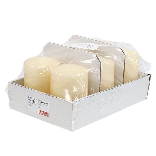 Floristik24 Vela pilar 120/80 crema 6uds