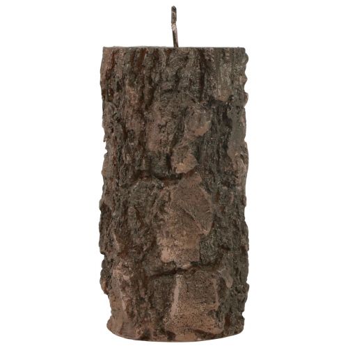 Floristik24 Vela de pilar tronco de árbol vela decorativa marrón 130/65mm 1 pieza
