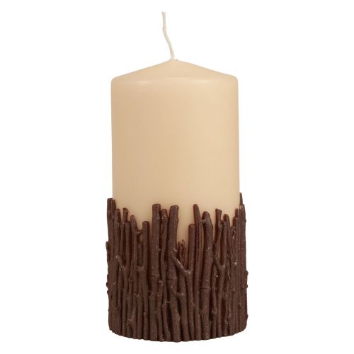 Artículo Vela de pilar ramas decoración vela rústico beige 150/70mm 1ud