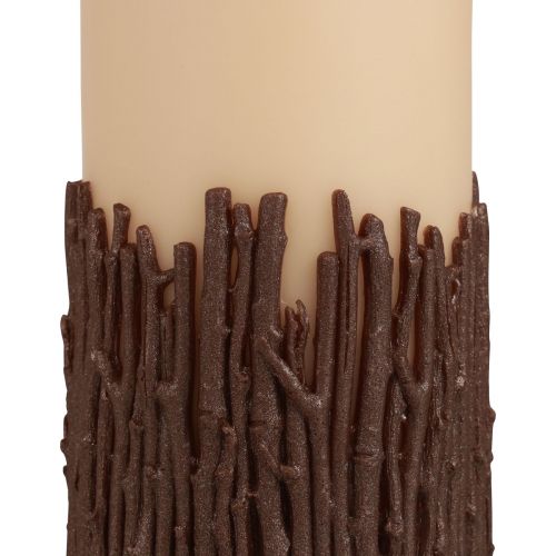 Artículo Vela de pilar ramas decoración vela rústico beige 150/70mm 1 pieza