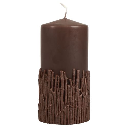 Vela de pilar ramas vela decorativa marrón oscuro 150/70mm 1ud