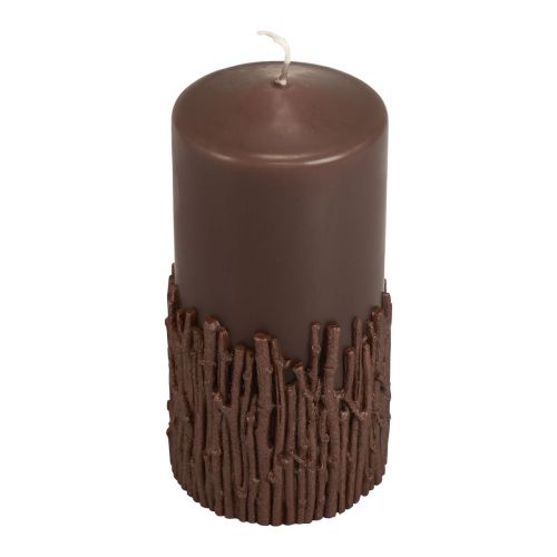 Artículo Vela de pilar ramas vela decorativa marrón oscuro 150/70mm 1 pieza