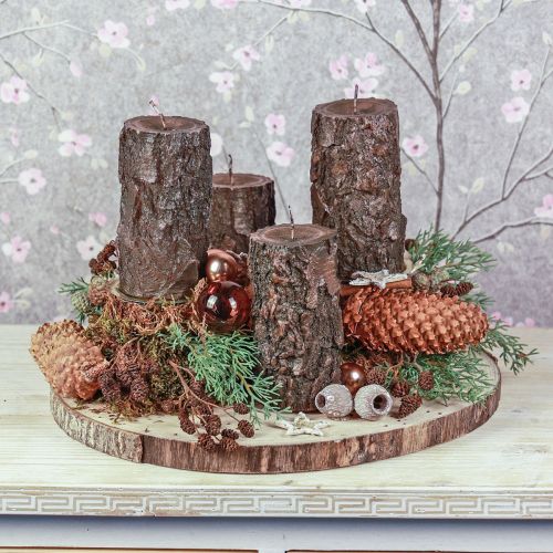 Floristik24 Vela de pilar tronco de árbol vela decorativa marrón 130/65mm 1 pieza