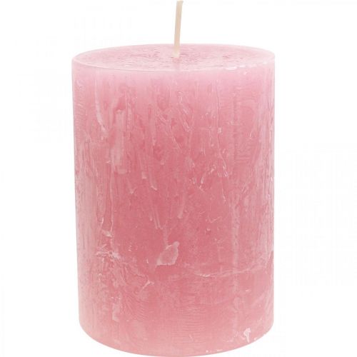 Floristik24 Velas de colores sólidos Vela rústica rosa empolvado 80×110mm 4pcs