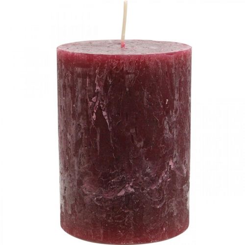 Pilares de velas de color liso Rústico Borgoña 80×110mm 4 piezas