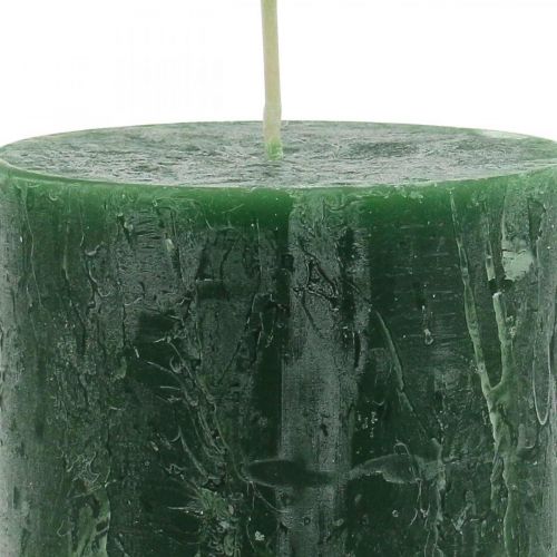 Artículo Velas de colores lisos verde Rustic Safe Candle 80×110mm 4uds