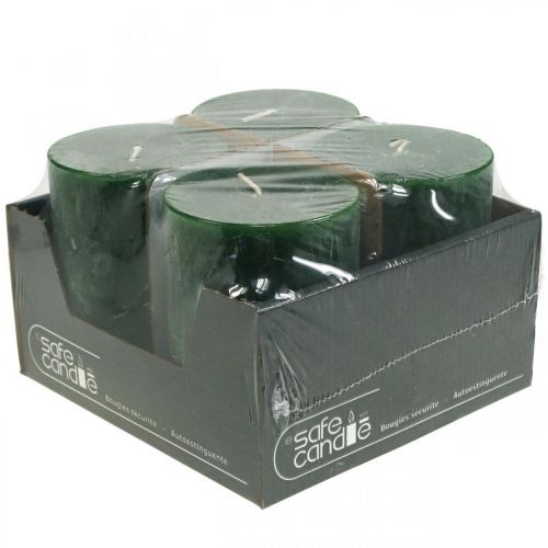 Artículo Velas de colores lisos verde Rustic Safe Candle 80×110mm 4uds