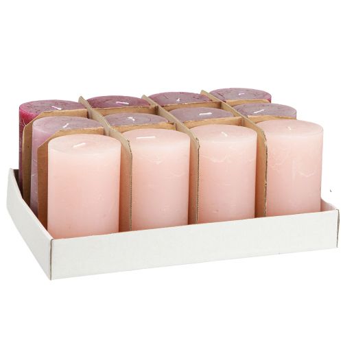 Artículo Velas de columna lisas 3 colores Berry 70×120mm 12 piezas