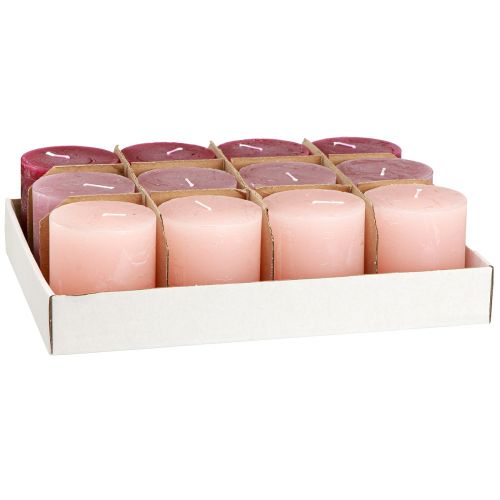 Artículo Velas de columna unicolor 3 colores Berry 70×80mm 12 piezas
