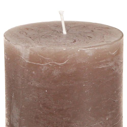 Artículo Velas tipo pilar liso 3 colores marrón 70×80mm 12 piezas