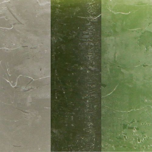 Artículo Velas tipo pilar liso 3 colores verde 70×120mm 12 piezas