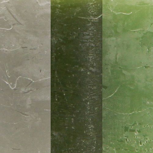 Artículo Velas tipo pilar liso 3 colores verde 70×80mm 12 piezas