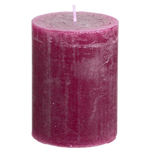 Floristik24 Velas de pilar lisas Velas Berry violeta 60×80mm 4 piezas