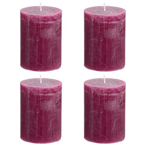Artículo Velas de pilar lisas Velas Berry violeta 60×80mm 4 piezas