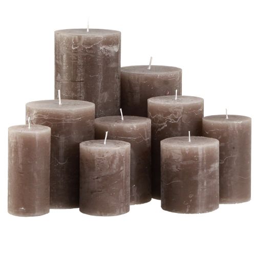 Velas tipo pilar, unicolor marrón, en varios tamaños
