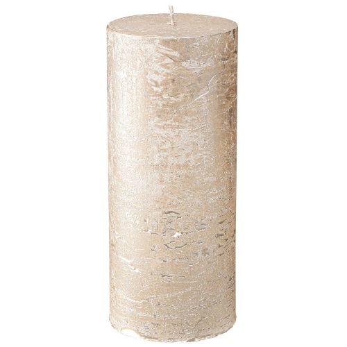 Floristik24 Velas de pilar monocolor oro claro 85×200mm 2 piezas