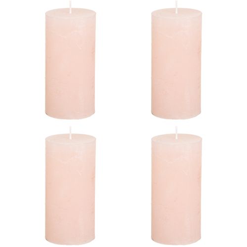 Artículo Velas de pilar velas rosa claro de color liso rosa 50×100mm 4 piezas