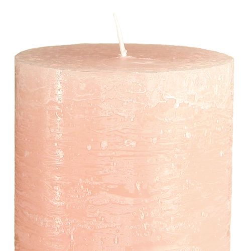 Artículo Velas de pilar velas rosa claro de color liso rosa 85×200mm 2ud