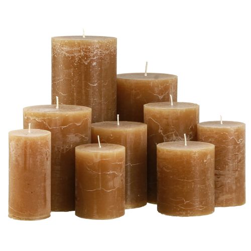 Artículo Velas de pilar color caramelo varios tamaños