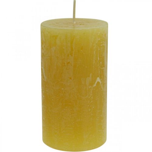 Floristik24 Velas de pilar Velas rústicas lisas amarillo 60/110mm 4 piezas