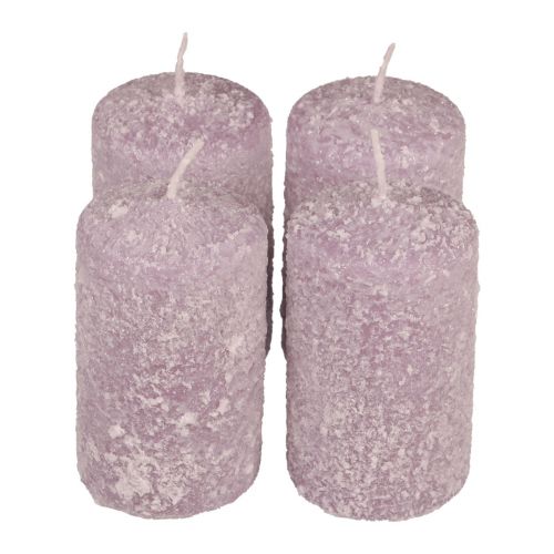Floristik24 Velas de pilar velas navideñas de invierno violeta 60×100mm 4ud