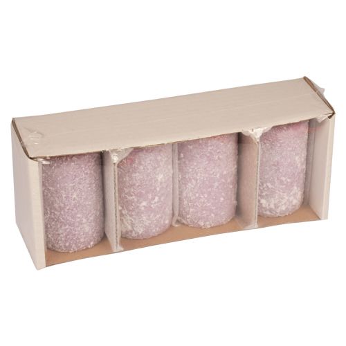 Floristik24 Velas de pilar velas navideñas de invierno violeta 60×100mm 4 piezas