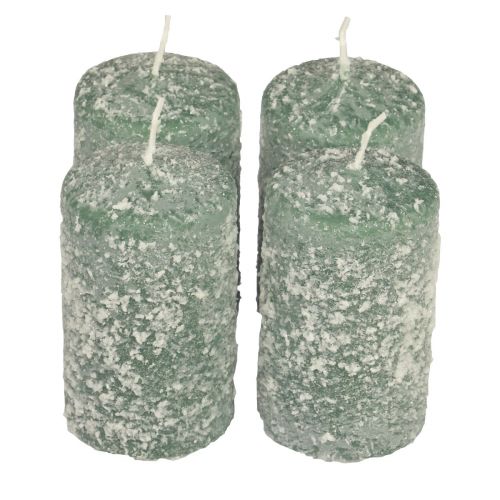 Floristik24 Velas de pilar velas navideñas de invierno verde 60×100mm 4ud