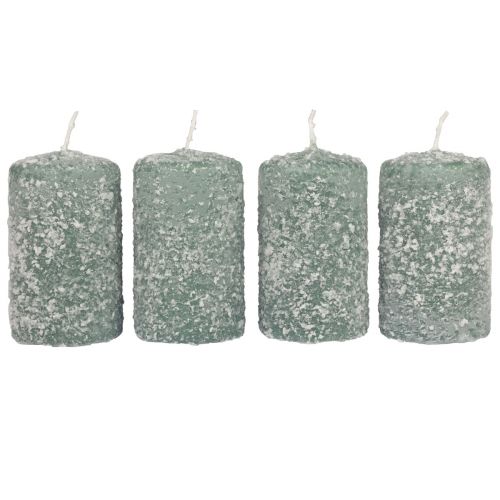 Velas de pilar velas navideñas de invierno verde 60×100mm 4ud