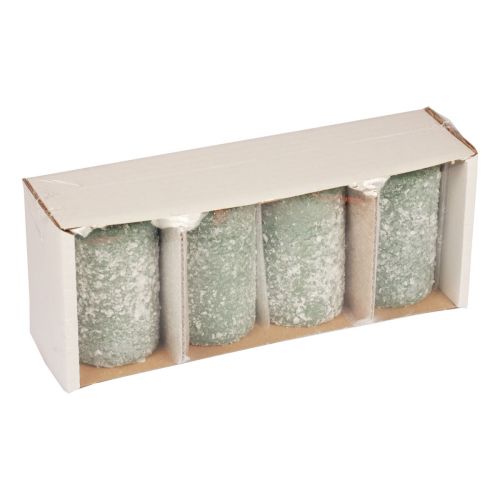 Floristik24 Velas de pilar velas navideñas de invierno verde 60×100mm 4ud