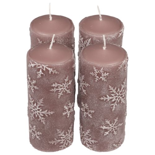 Artículo Velas de pilar velas rosas copos de nieve 150/65mm 4ud