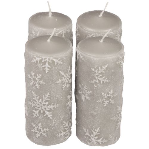 Velas de pilar velas grises copos de nieve 150/65mm 4ud
