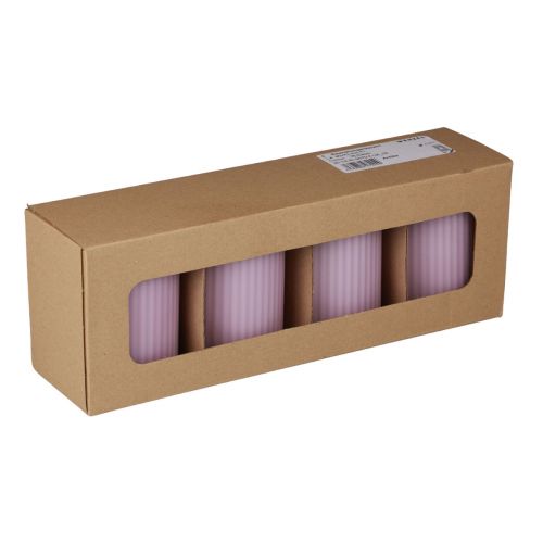 Floristik24 Velas de pilar decoración velas ranuradas lila 70/90mm 4 piezas