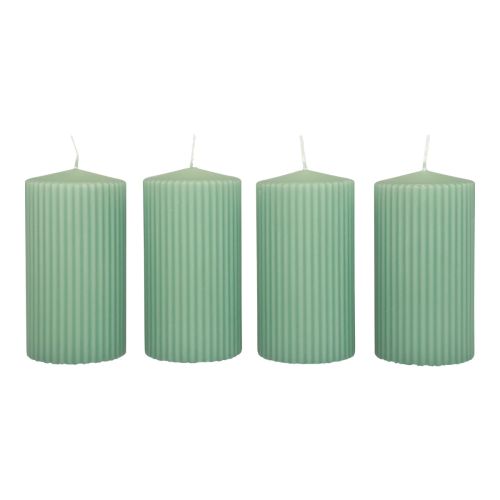 Velas de pilar velas ranuradas verde esmeralda 70/130mm 4ud
