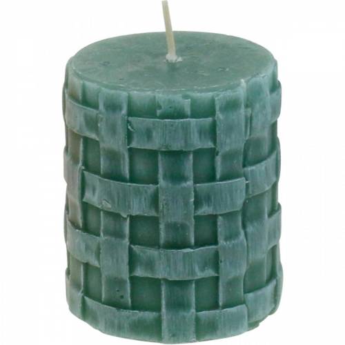 Artículo Velas de columna Rústica 80/65 vela verde decoración vela 2 piezas