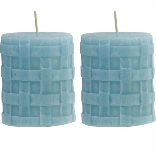 Velas de pilar Rústico 80/65 vela azul claro decoración vela 2 piezas