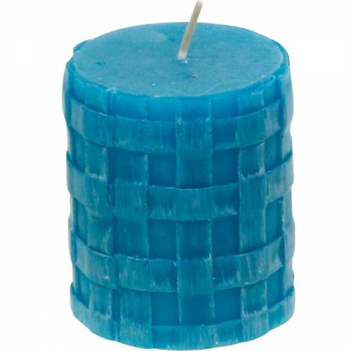 Floristik24 Velas de columna Rústico 80/65 vela turquesa decoración vela 2 piezas