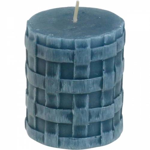 Floristik24 Velas de pilar Rústico Azul 80/65 Velas rústicas 2uds