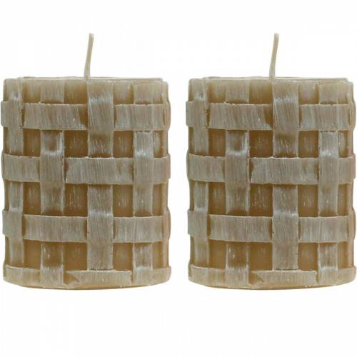 Artículo Velas de pilar rústico marrón 80/65 velas vela rústica decoración 2 piezas