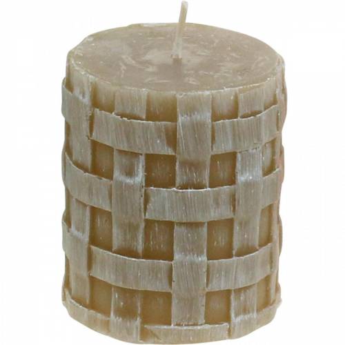 Floristik24 Velas de pilar Marrón Rústico 80/65 velas decoración de velas rústicas 2 piezas