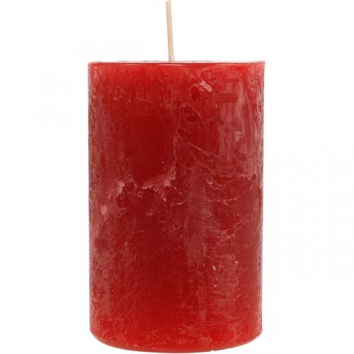 Floristik24 Velas de pilar Velas de adviento de colores rústicos rojo 70/110mm 4pcs