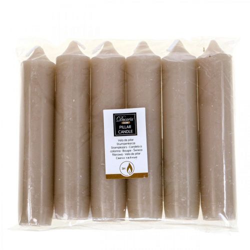 Floristik24 Velas de pilar gris velas cortas Ø2.2cm H11cm 6pcs