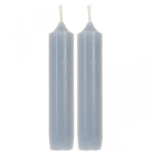 Velas de pilar azul claro, cortas, Ø2,2 cm, Al. 11 cm, 6 piezas