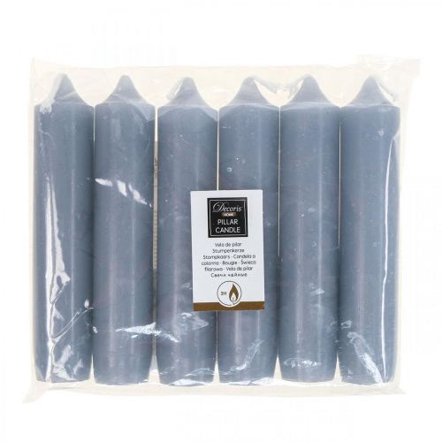 Floristik24 Velas de pilar azul claro, cortas, Ø2,2 cm, Al. 11 cm, 6 piezas