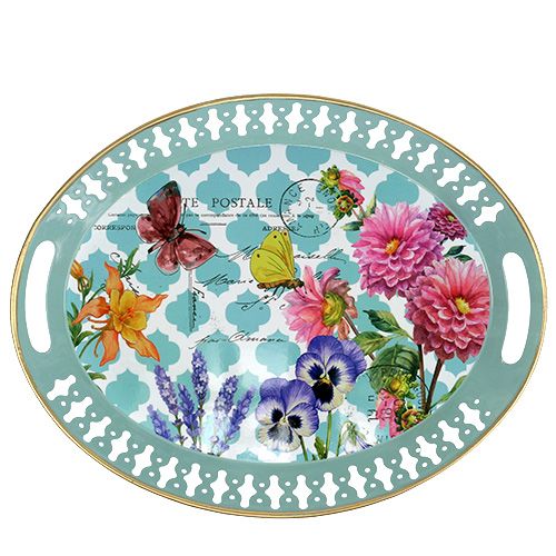 Floristik24 Bandeja motivo floral ovalada 42cm x 33cm