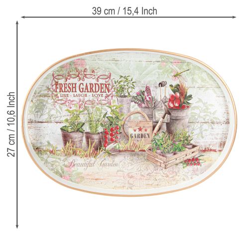 Artículo Bandeja ovalada con asa Fresh Garden Vintage 39x27x3,5cm