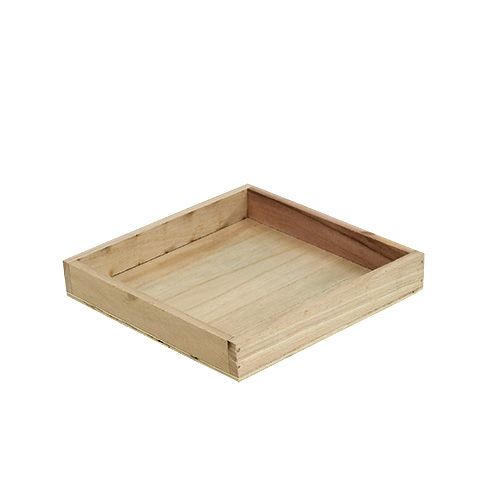 Floristik24 Bandeja de madera pequeña natural 19cm x 19cm H3cm