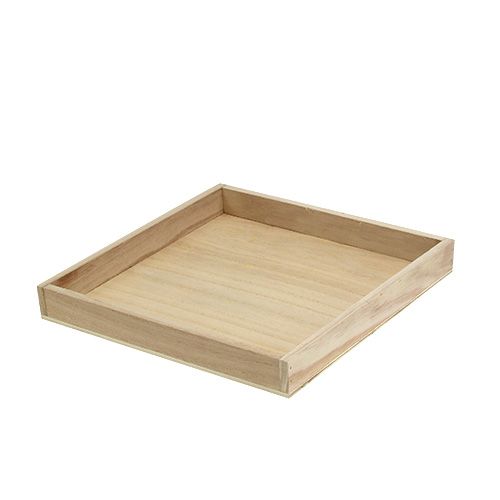 Floristik24 Bandeja mediana de madera natural 24.5cm x 24.5cm H3cm