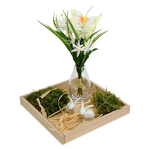 Floristik24 Bandeja mediana de madera natural 24.5cm x 24.5cm H3cm
